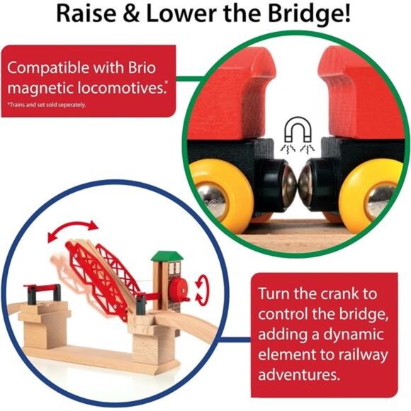 World Lifting Bridge - Moveable Wooden Train Accessory - FSC-Certified - Picture 5 of 7